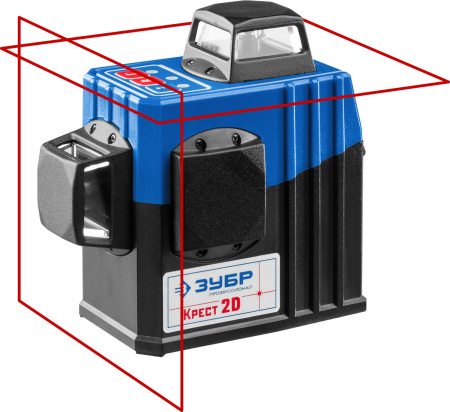 34907 Нивелир лазерный линейный "Крест-2D", ЗУБР Профессионал, двухлучевой, 20м / 70м (с приемником), точн. 0,3 мм/м