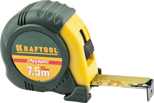 34122-08_z01 Рулетка KRAFTOOL "EXPERT" с нейлоновым покрытием, обрезин корпус, 7,5/25мм