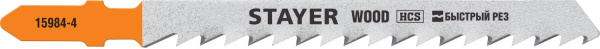 15984-4_z02 Полотна STAYER, T144D, для эл/лобзика, HCS, по дереву, ДВП, ДСП, T-хвост., шаг 4мм, 75мм, 2шт