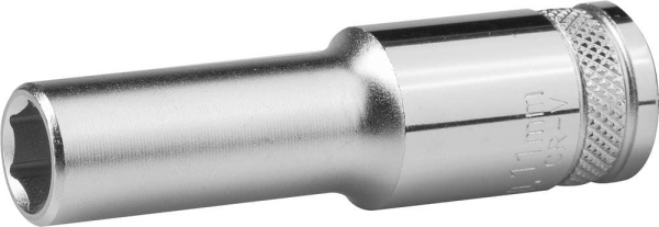 27807-10_z01 Торцовая головка KRAFTOOL "INDUSTRIE QUALITAT", удлиненная, Cr-V, FLANK, хромосатинированная, 1/2", 10 мм