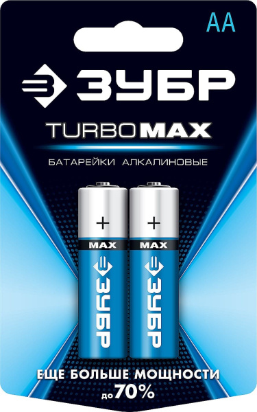 59206-2C_z01 Щелочная батарейка 1.5 В, тип АА, 2 шт, ЗУБР Turbo-MAX