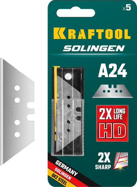 09625-S5_z02 Лезвия трапециевидные SOLINGEN, тип А24, 5 шт, KRAFTOOL