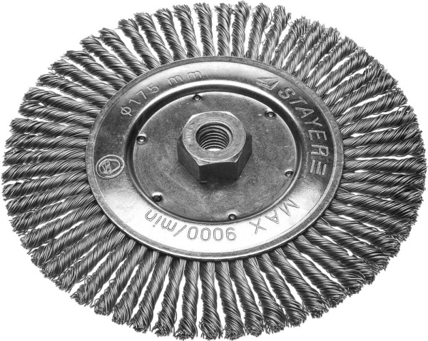 35192-175 Щетка STAYER дисковая для УШМ, сплет в пучки стальн зак провол 0,5мм, 175мм/М14