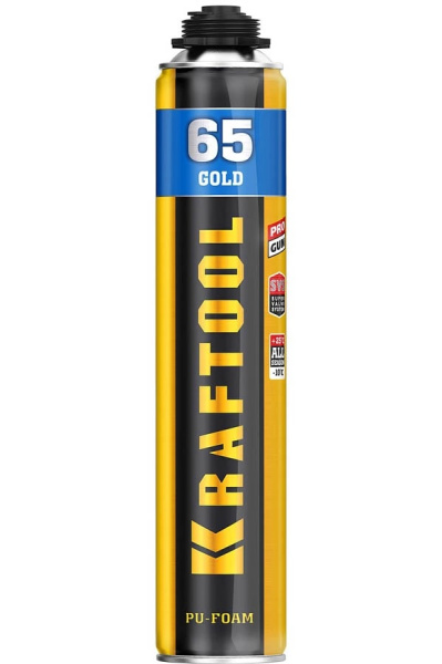41194 Пена KRAFTOOL Goldkraft GOLD PRO 65 профессиональная, монтажная, пистолетная, всесезонная, 850мл