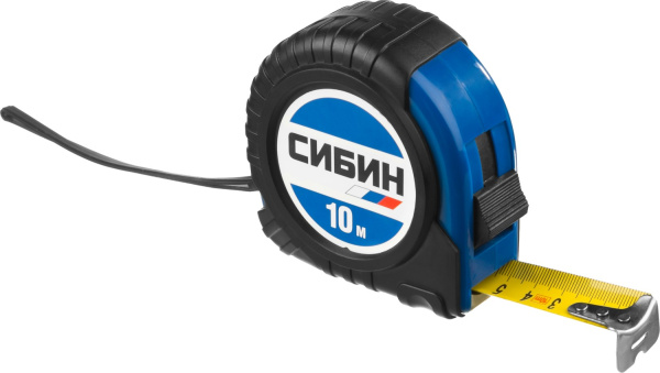 34019-10-25 Рулетка СИБИН, обрезиненный пластиковый корпус, 10м/25мм