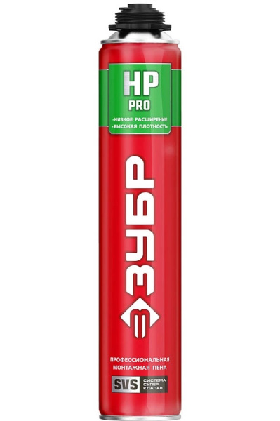 41148 Пена монтажная PRO HP с низким расширением пистолетная, всесезонная, 800мл, SVS, ЗУБР