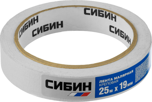 12111-19_z01 СИБИН. Малярная лента, креповая, 19мм х 25м