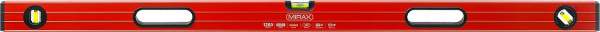 34603-120 Уровень коробчатый усиленный MIRAX, утолщенный профиль, 3 противоударных ампулы (1 поворотная на 360 град), с ручками, 120 см