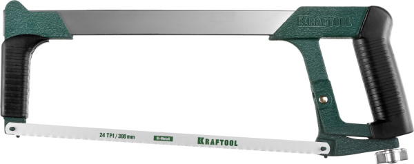 15801_z01 Ножовка по металлу KRAFTOOL "PRO-Kraft", 185 кг рычажное натяжение,обрезиненные рукоятки, биметаллическое полотно, 300 мм