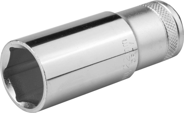 27807-22_z01 Торцовая головка KRAFTOOL "INDUSTRIE QUALITAT", удлиненная, Cr-V, FLANK, хромосатинированная, 1/2", 22 мм