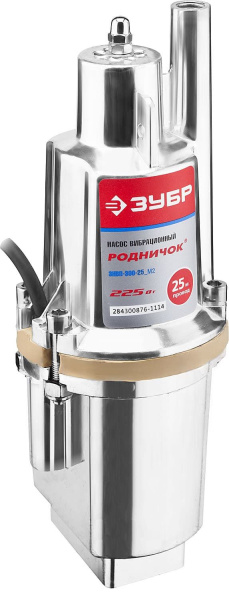 ЗНВП-300-25_М2 Насос "Родничок" вибрационный ЗУБР, шнур 25м, 225Вт, 24л/мин, напор 60м, погружной, для чистой воды, верхний забор, I класс э/без-ти