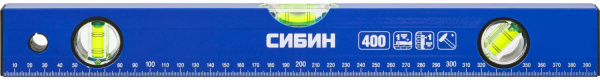 34605-040 Уровень СИБИН коробчатый, 3 противоударных ампулы, измерительная линейка, 40см