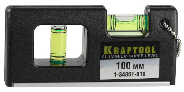 1-34861-010 Уровень KRAFTOOL "PRO" "МИНИ" с магнитом, 2 ампулы, 100мм