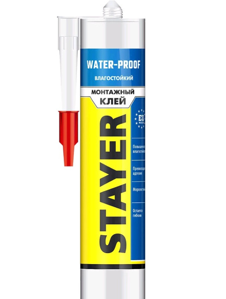41325 Клей монтажный STAYER Professional, влагостойкий, 280мл