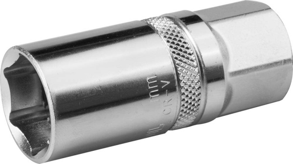 27812-16_z01 Торцовая головка KRAFTOOL "INDUSTRIE QUALITAT", свечная с резин. вставк., Cr-V, FLANK, хромосатинированная, 1/2", 16мм