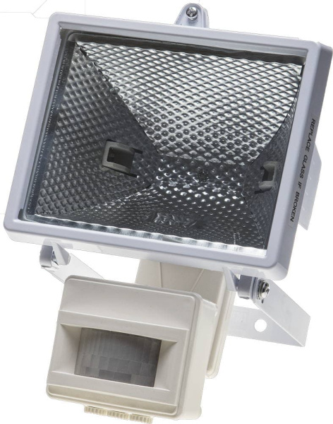 SV-57113-W Прожектор галогеновый СВЕТОЗАР с датчиком движения, с дугой крепления под установку, цвет белый, 500Вт