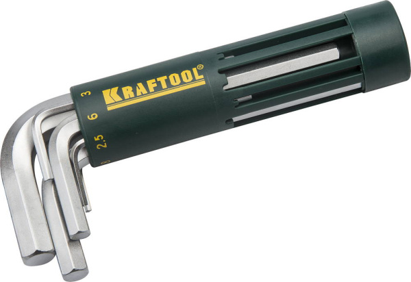 27430-1_z01 Набор KRAFTOOL: Ключи имбусовые короткие, Cr-Mo сталь, держатель-рукоятка, HEX 2-10мм, 8 пред